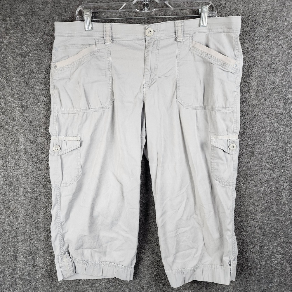 Gloria Vanderbilt Capri Pants Womens 14 Gray Cargo Cropped Outdoor EUC